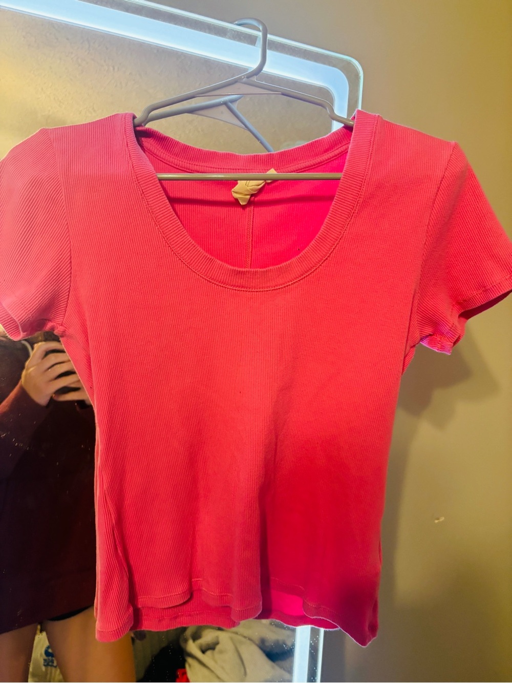 Buckle Ribbed Scoop Neck Crop Top - Hot Pink